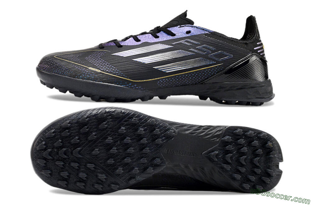Adidas F50 Elite TF Artificial Turf Soccer Shoes - Black/Silver/Purple 0