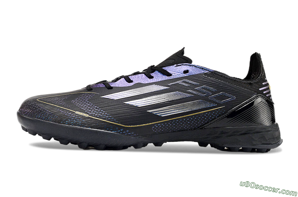 Adidas F50 Elite TF Artificial Turf Soccer Shoes - Black/Silver/Purple 2