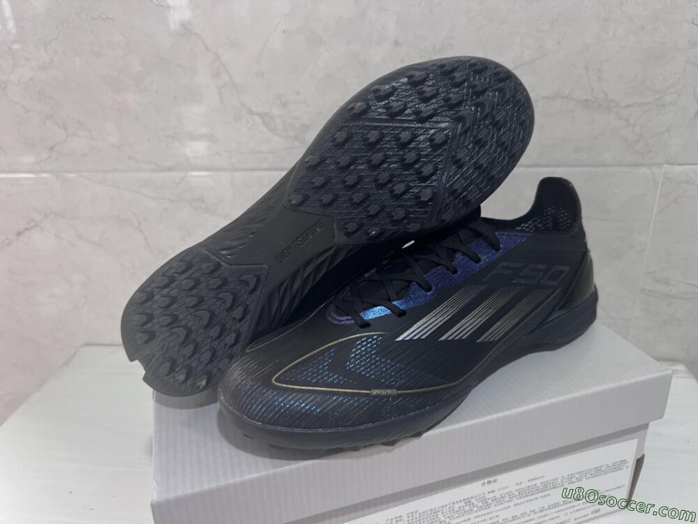 Adidas F50 Elite TF Artificial Turf Soccer Shoes - Black/Silver/Purple