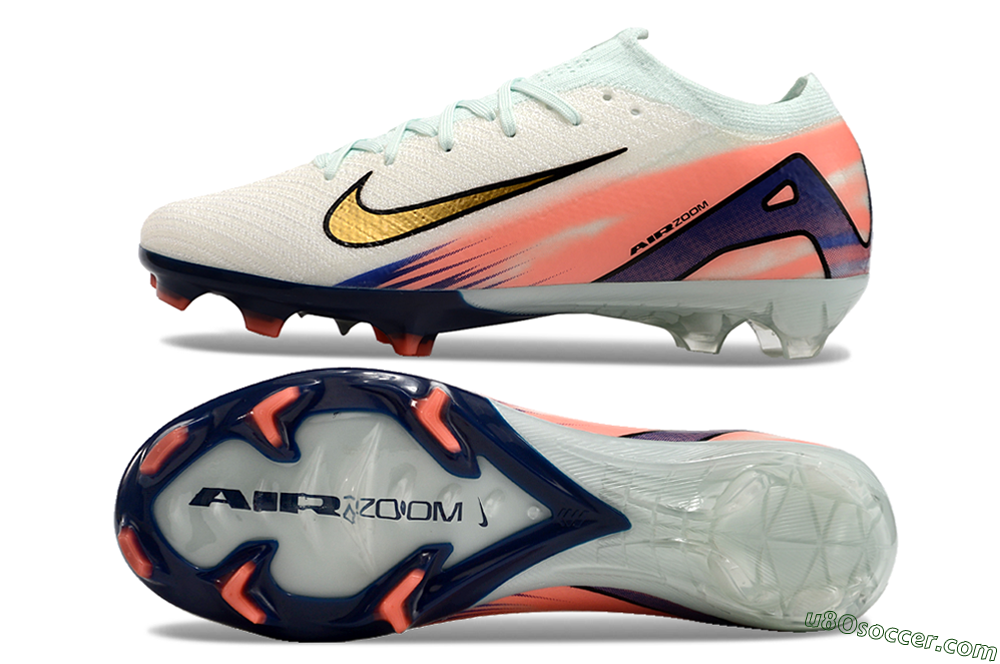 Nike Air Zoom Mercurial Vapor 16 Elite FG Firm Ground Soccer Cleats - Pink/Gold/Blue 0