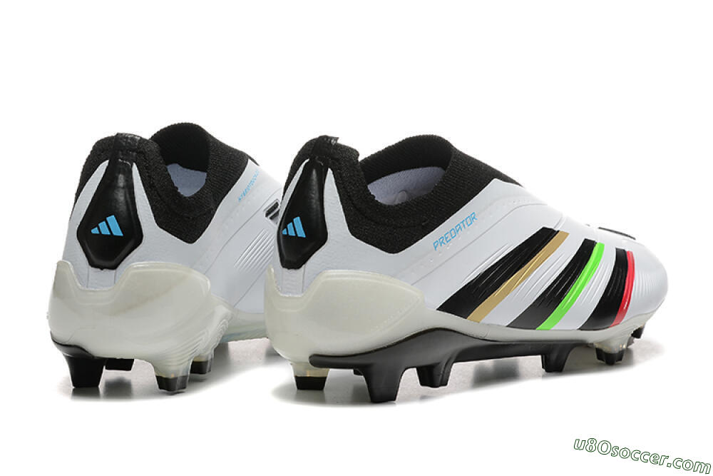 Adidas Predator Elite Laceless FG Firm Ground Soccer Cleats - White/Black/Red/Gold 6