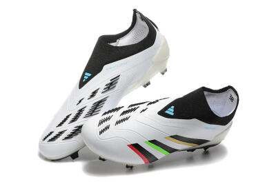 Adidas Predator Elite Laceless FG Firm Ground Soccer Cleats - White/Black/Red/Gold
