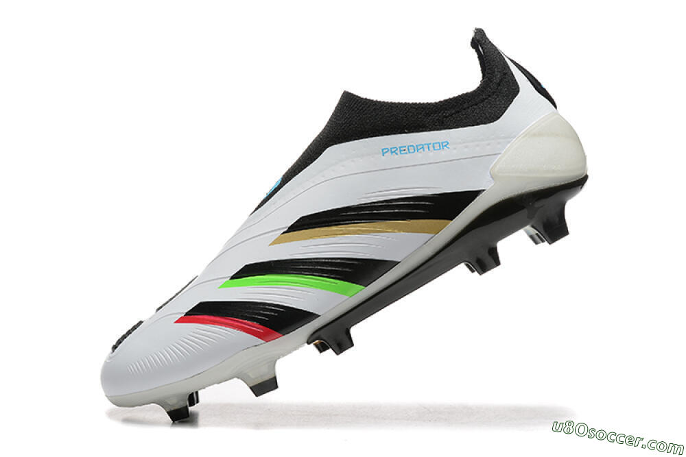 Adidas Predator Elite Laceless FG Firm Ground Soccer Cleats - White/Black/Red/Gold 5