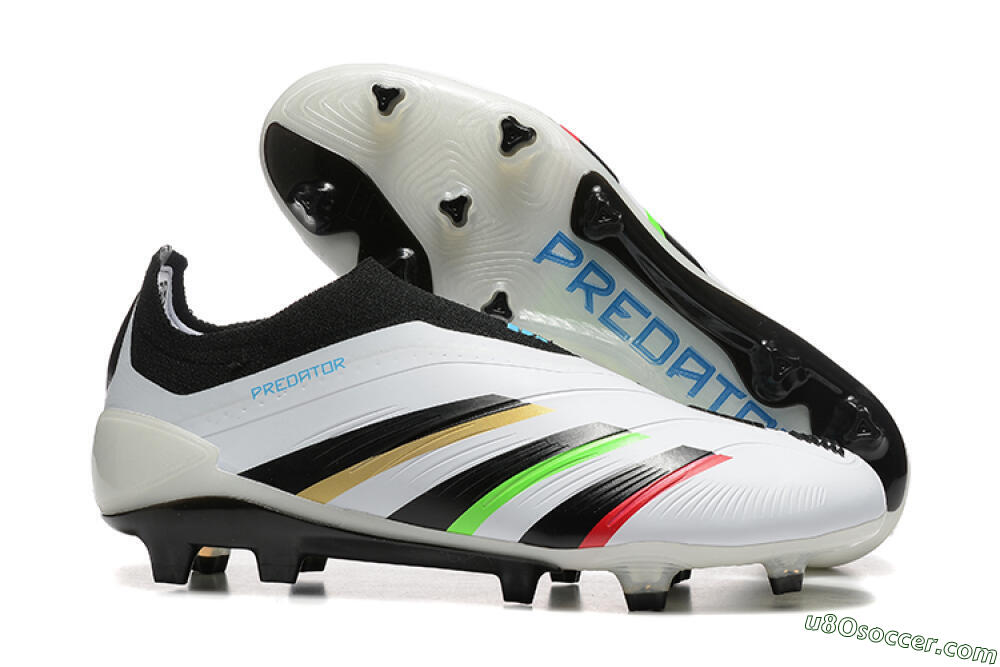 Adidas Predator Elite Laceless FG Firm Ground Soccer Cleats - White/Black/Red/Gold 1