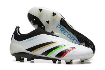 Adidas Predator Elite Laceless FG Firm Ground Soccer Cleats - White/Black/Red/Gold