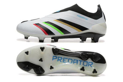 Adidas Predator Elite Laceless FG Firm Ground Soccer Cleats - White/Black/Red/Gold