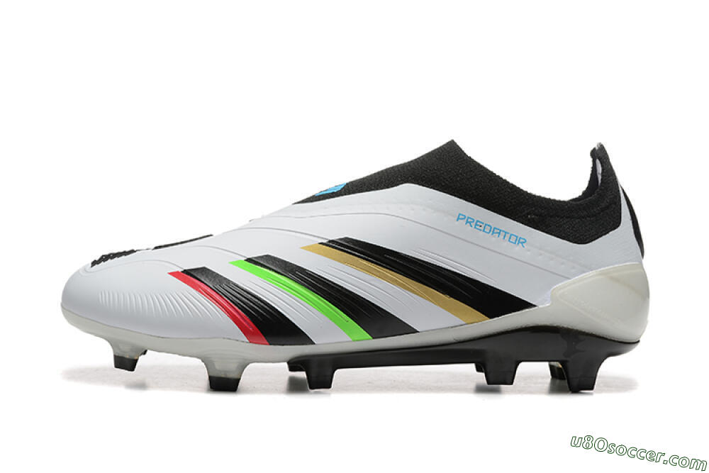 Adidas Predator Elite Laceless FG Firm Ground Soccer Cleats - White/Black/Red/Gold 2