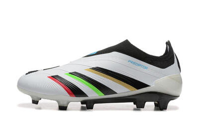 Adidas Predator Elite Laceless FG Firm Ground Soccer Cleats - White/Black/Red/Gold