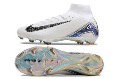 Nike Air Zoom Mercurial Superfly 10 Elite FG Firm Ground Soccer Cleats - White/Black/Blue