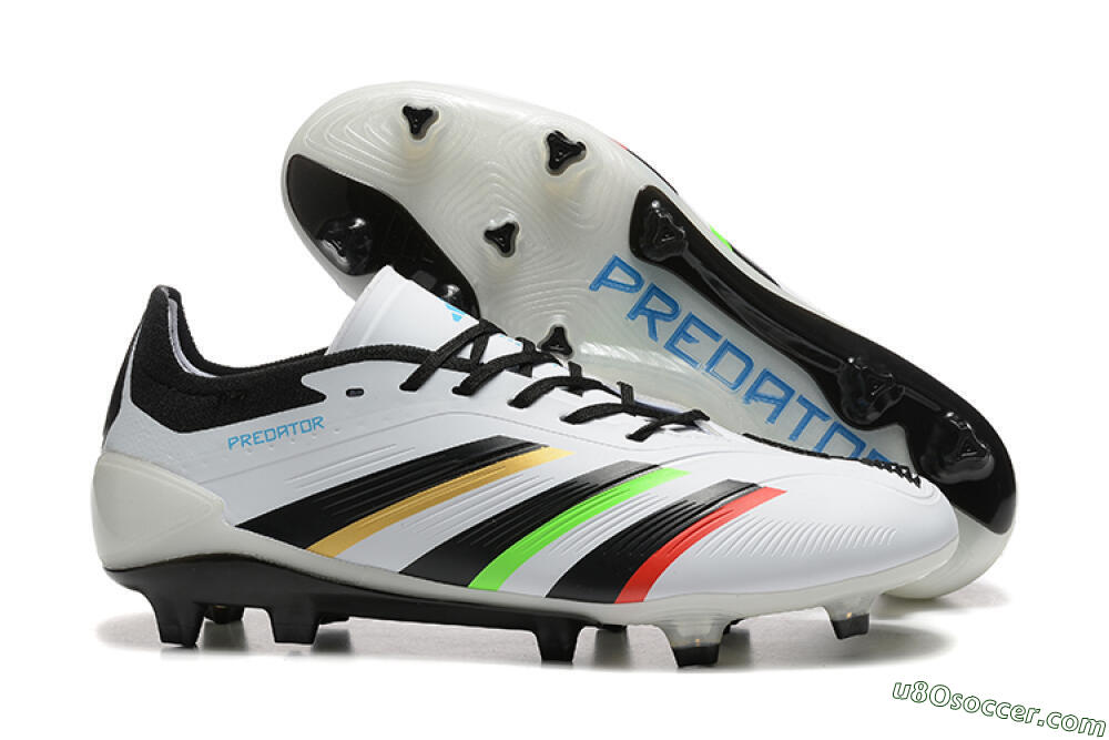 Adidas Predator Elite 24 FG Firm Ground Soccer Cleats - White/Black/Red/Gold 1