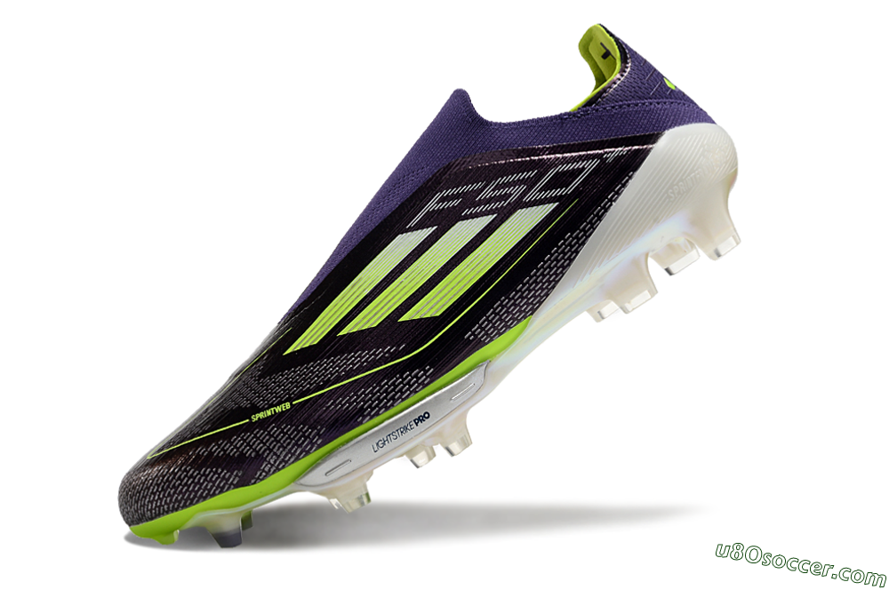 Adidas F50+ Lightstrike Pro Laceless FG Firm Ground Soccer Cleats - Purple/Yellow/White 5