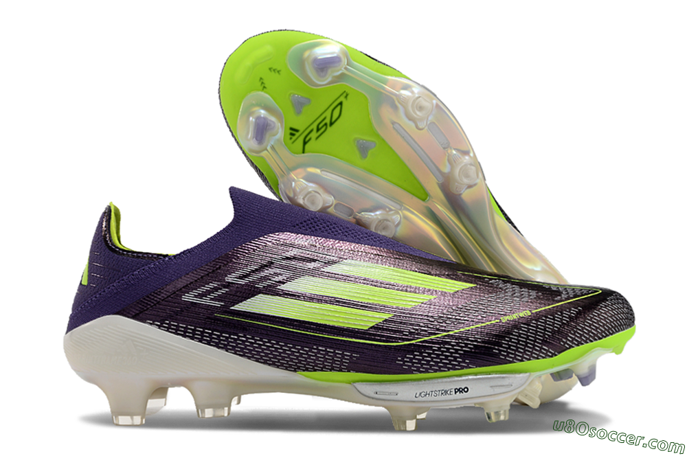Adidas F50+ Lightstrike Pro Laceless FG Firm Ground Soccer Cleats - Purple/Yellow/White 1