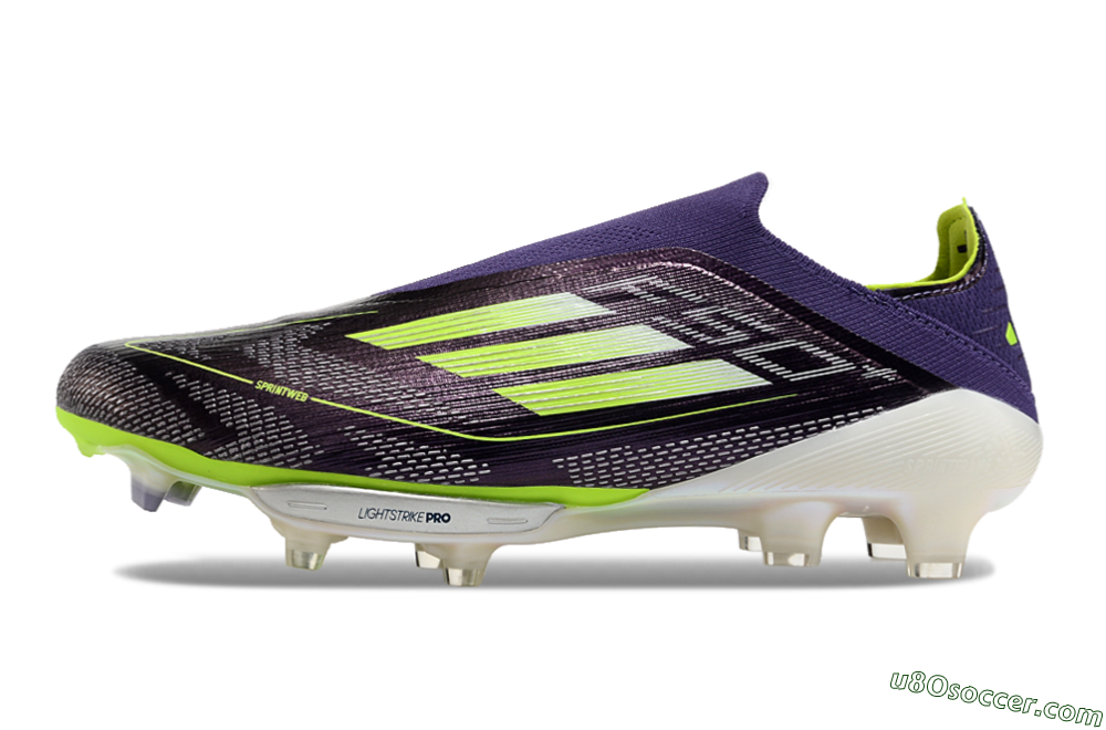Adidas F50+ Lightstrike Pro Laceless FG Firm Ground Soccer Cleats - Purple/Yellow/White 2