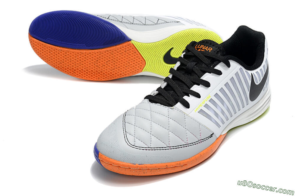Nike Lunar Gato 2 IC Indoor & Futsal Soccer Shoes - White/Silver/Black 3