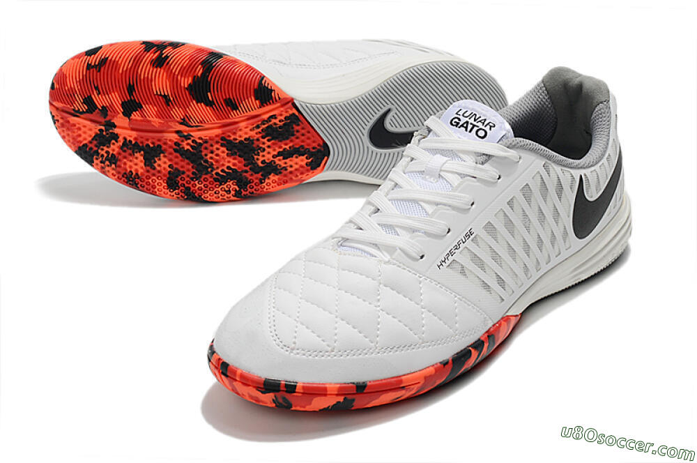 Nike Lunar Gato 2 IC Indoor & Futsal Soccer Shoes - White/Black/Red 3