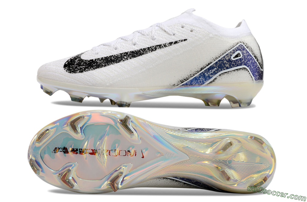 Nike Air Zoom Mercurial Vapor 16 Elite FG Firm Ground Soccer Cleats - White/Black/Blue/Gold 6