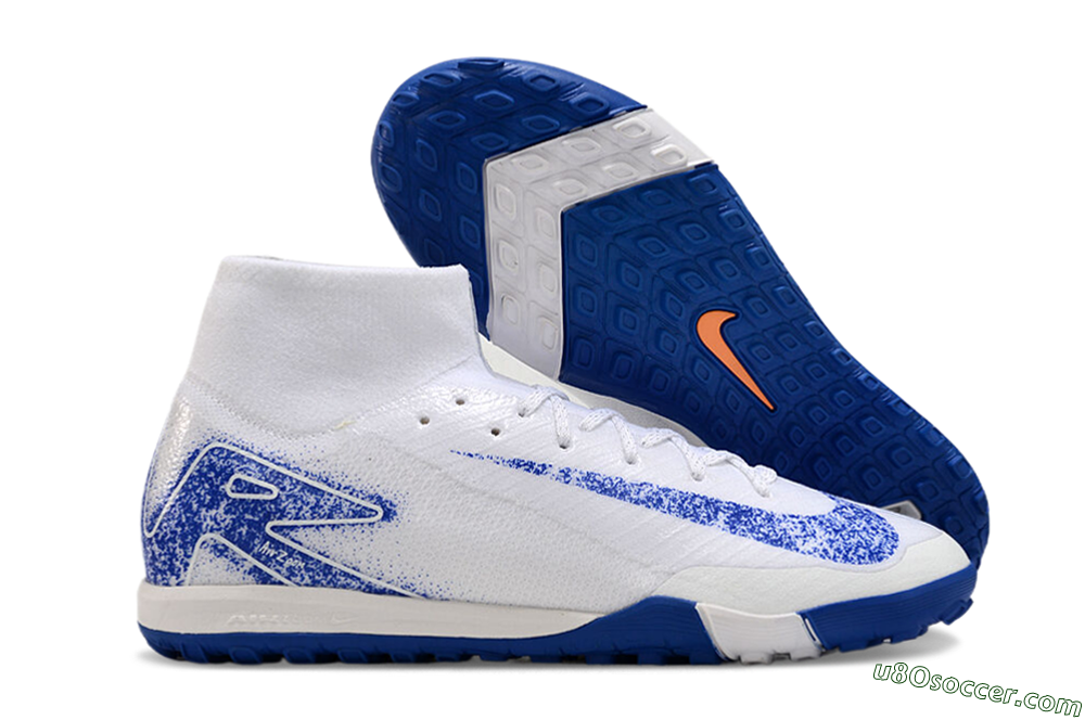 Nike Air Zoom Mercurial Superfly 10 TF Artificial Turf Soccer Shoes - White/Blue/Orange 1