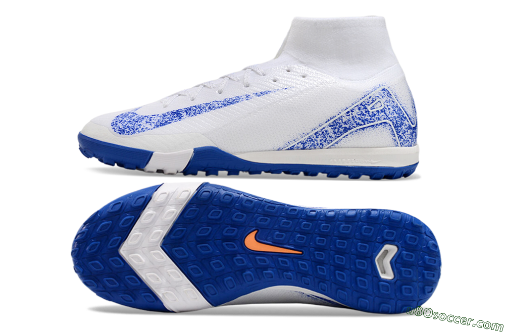Nike Air Zoom Mercurial Superfly 10 TF Artificial Turf Soccer Shoes - White/Blue/Orange 0