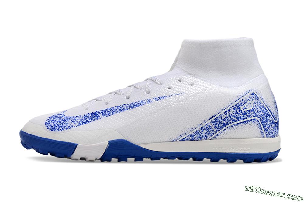 Nike Air Zoom Mercurial Superfly 10 TF Artificial Turf Soccer Shoes - White/Blue/Orange 2