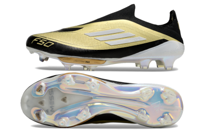 Adidas F50+ Lightstrike Pro Laceless FG Firm Ground Soccer Cleats - Gold/Black/White