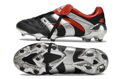 Adidas Predator Accelerator FG Firm Ground Soccer Cleats - Black/Silver/Red