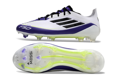 Adidas F50 Elite FG Firm Ground Soccer Cleats - White/Purple/Black/Yellow