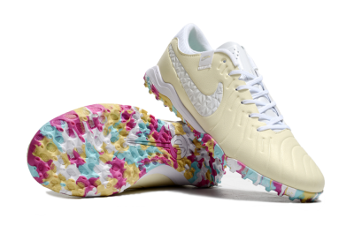 Nike Tiempo Legend 10 Pro TF Artificial Turf Soccer Shoes - Beige/White/Rainbow