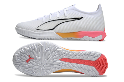 Puma Ultra Ultimate TF Artificial Turf Soccer Shoes - White/Black/Yellow/Pink