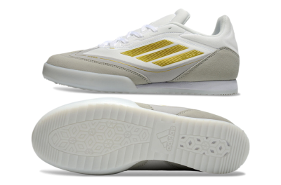 Messi Adizero F50 Freestyle IC Indoor & Futsal Soccer Shoes - White/Grey/Gold