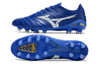 Mizuno Morelia Neo 4 FG Firm Ground Soccer Cleats - Blue/White/Gold