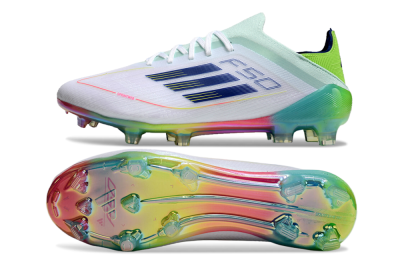 Adidas F50 Elite FG Firm Ground Soccer Cleats - White/Blue/Yellow/Gold