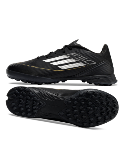 Adidas F50 Pro TF Artificial Turf Soccer Shoes - Black/White/Gold