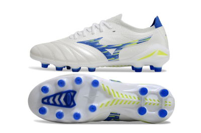Mizuno Morelia Neo 4 FG Firm Ground Soccer Cleats - White/Blue/Yellow