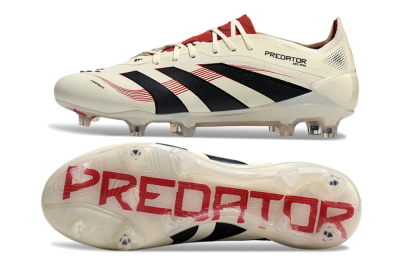 Adidas Predator Elite 2025 Goal Hunter FG Firm Ground Soccer Cleats - Beige/Black/Red