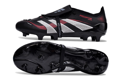 Adidas Predator Elite Foldover Tongue 2025 Stealth Victory FG Firm Ground Soccer Cleats - Black/White/Red
