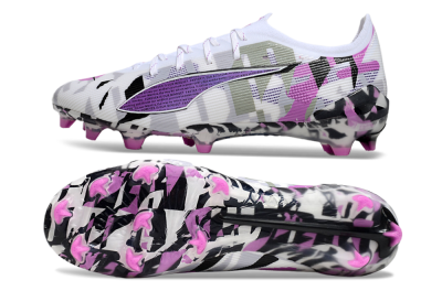 Puma Ultra Ultimate FG Firm Ground Soccer Cleats - White/Purple/Black