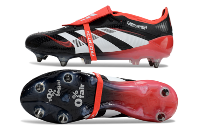 Adidas Predator 25 Elite Foldover Tongue SG Soft Ground Soccer Cleats - Black/White/Red