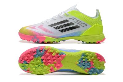 Adidas F50 Pro TF Artificial Turf Soccer Shoes - White/Pink/Black/Yellow