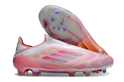 Adidas F50 Elite Laceless FG Firm Ground Soccer Cleats - White/Pink/Gold