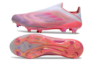 Adidas F50+ Lightstrike Elite Laceless 304 FG Firm Ground Soccer Cleats - Pink/Purple/Gold