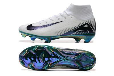 Nike Air Zoom Mercurial Superfly 10 Elite FG Firm Ground Soccer Cleats - White/Blue/Gold