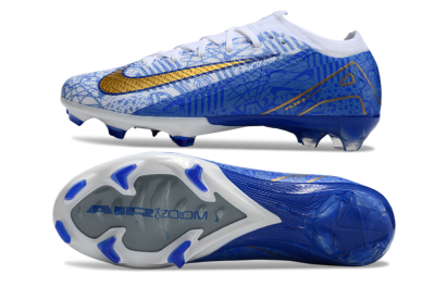 Nike Air Zoom Mercurial Vapor 16 Elite FG Firm Ground Soccer Cleats - White/Blue/Gold