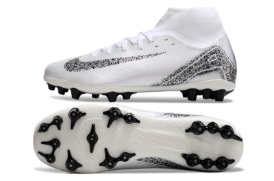 Nike Air Zoom Mercurial Superfly 10 Acadamy AG Artificial Grass Soccer Cleats - White/Black