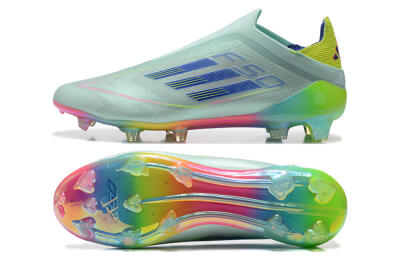 Adidas F50 Elite Laceless FG Firm Ground Soccer Cleats - Jade/Blue/Pink/Yellow