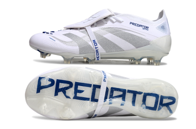 Adidas Predator Elite 25 Foldover Tongue FG Firm Ground Soccer Cleats - White/Blue/Silver