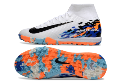 Nike Air Zoom Mercurial Superfly 10 Elite TF Artificial Turf Soccer Shoes - White/Blue/Orange