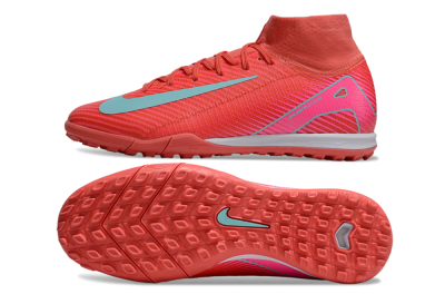 Nike Air Zoom Mercurial Superfly 10 Elite TF Artificial Turf Soccer Shoes - Red/Jade/Pink