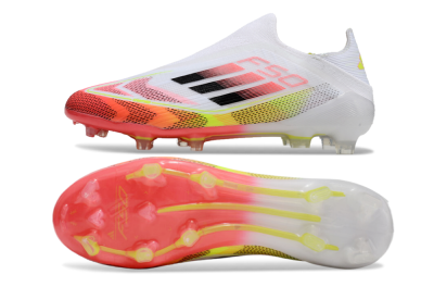 Adidas F50 Elite Laceless FG Firm Ground Soccer Cleats - White/Red/Yellow