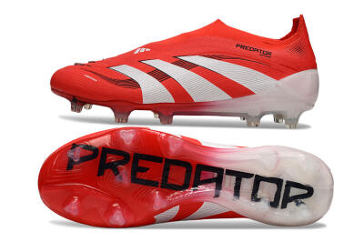 Adidas Predator 25 Elite Laceless FG Firm Ground Soccer Cleats - Red/White/Black