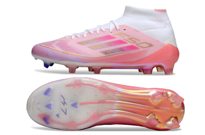 Adidas F50 Elite Mid FG Firm Ground Soccer Cleats - Pink/Gold/White